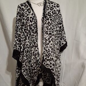 Vince Camuto Black and White Animal Print Poncho